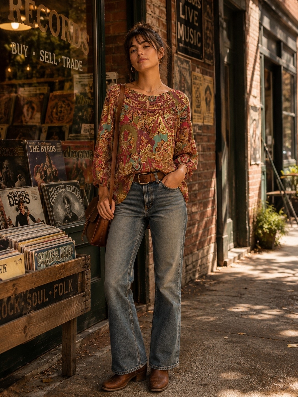 Lauren Ralph Lauren Paisley Cotton Boho Blouse Top Medium